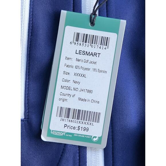 Lesmart Golf Series Jacket Men's Sz 5XL Navy Full Zip With Pockets Plus Size NWT - Picture 5 of 7